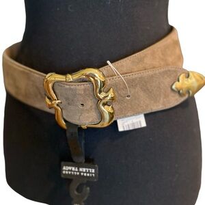NWT Beautiful 1980’s Vintage Ellen Tracy Genuine Suede Belt with Brass Buckle